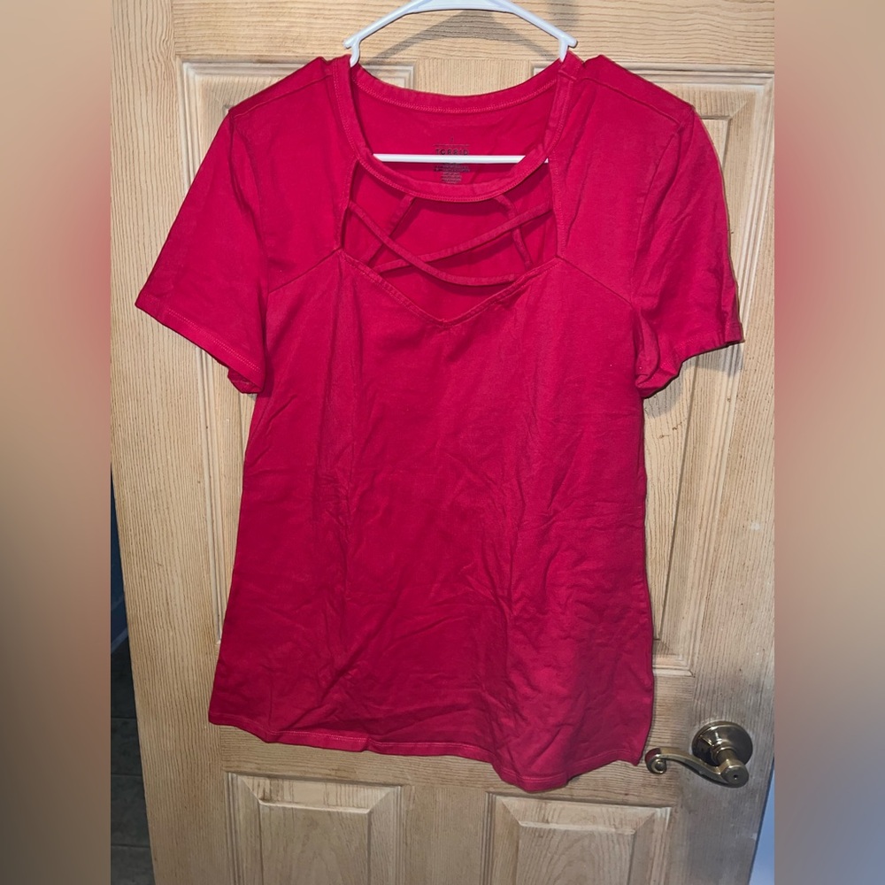 Torrid Foxy Crisscross Neck Magenta Top